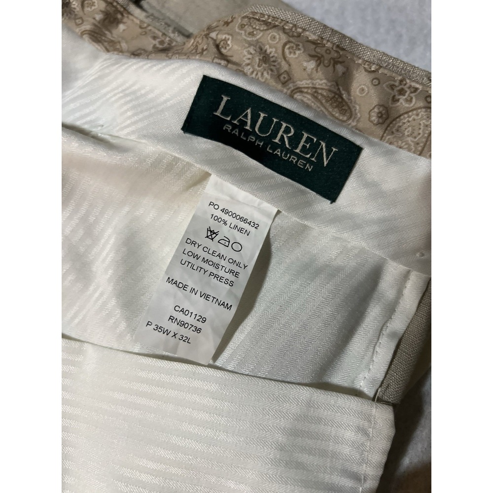Lauren Ralph Lauren Men's 44S Linen Cream Lightweight 2 Piece Suit - Picture 14 of 15